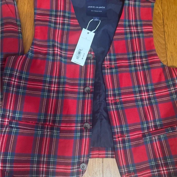 Janie and Jack Red Plaid Pants and Vest